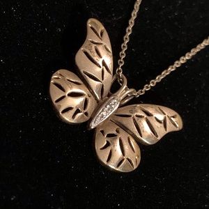 Gold tone butterfly necklace